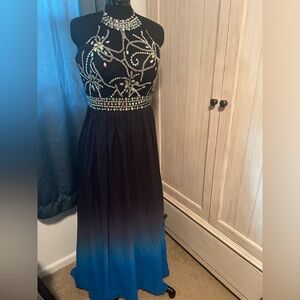 Beaded top ombré formal gown